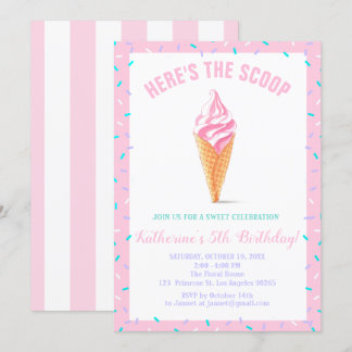 Sweet Scoop Baby Sprinkle Candy shoppe Birthday Invitation