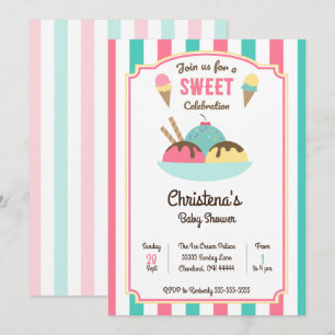 Sweet Scoop Ice Cream Baby Showers & Sprinkles Invitation