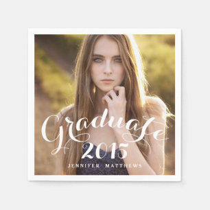 Sweet Script 2015 Graduation Photo Paper Napkins