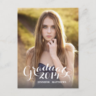 Sweet Script Graduation Party Invitation Postcard