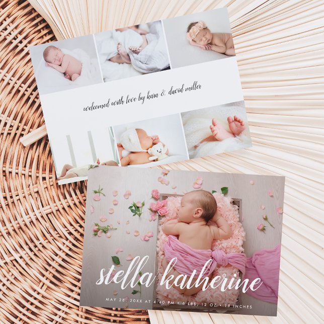 Sweet Script | Photo Collage Birth Announcement (Creator Uploaded)