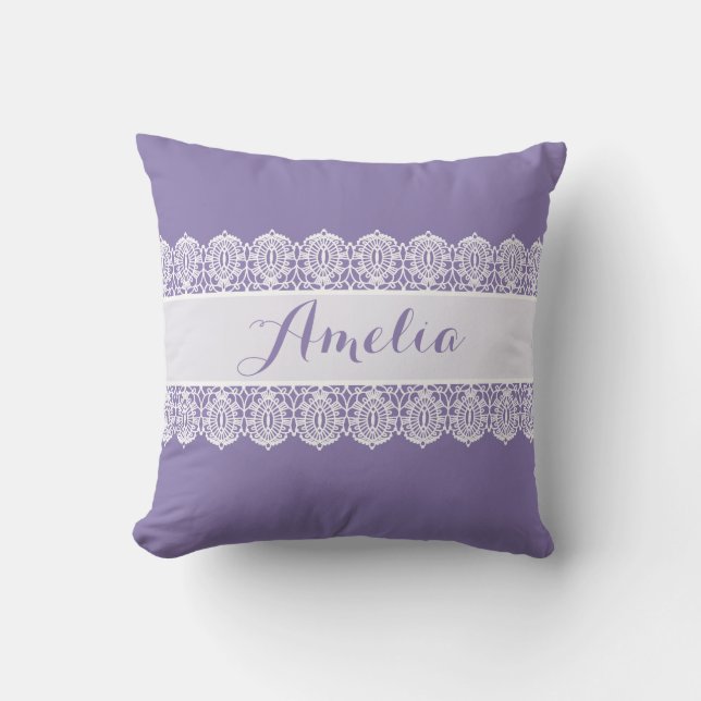Sweet Script - Soft Purple Lace Monogram Cushion (Front)