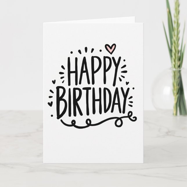 Sweet Scripted Heart Birthday Card (Front)