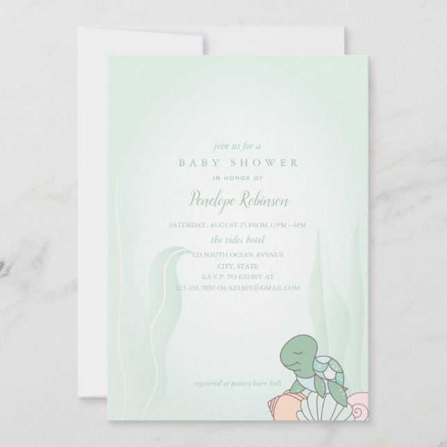 Sweet Sea Turtle Baby Shower Invitation (Front)