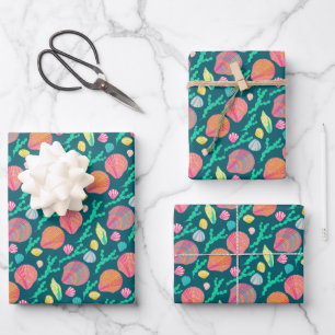 Sweet Seashells Pretty Colourful Pattern Beachy Wrapping Paper Sheet