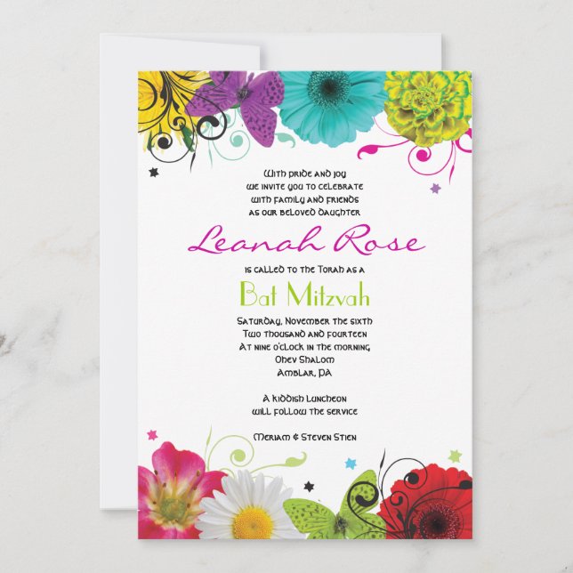 SWEET SENCES Bat Mitzvah Invitation (Front)