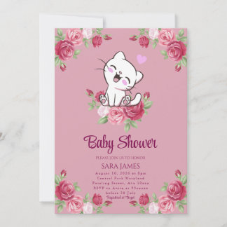 Sweet Serenity Kitten Baby Shower Invitation