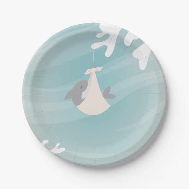Sweet Shark Baby Showee Paper Plate (Front)