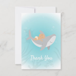 Sweet Shark Baby Shower Flat Thank You Card