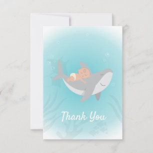 Sweet Shark Baby Shower Flat Thank You Card