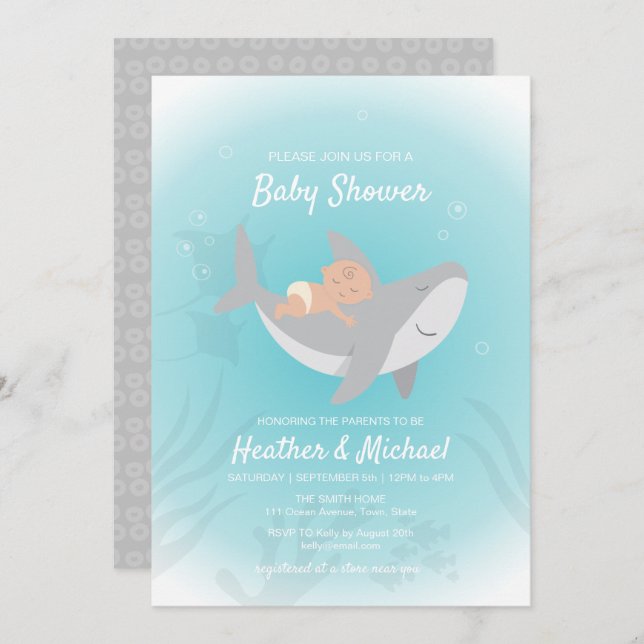 Sweet Shark Baby Shower Invitation (Front/Back)