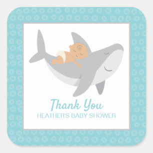 Sweet Shark Baby Shower Square Sticker