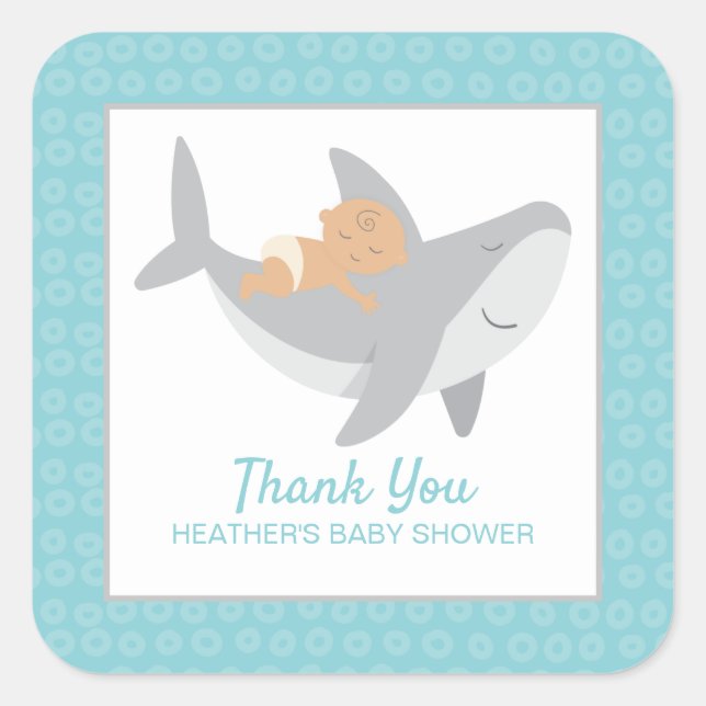 Sweet Shark Baby Shower Square Sticker (Front)