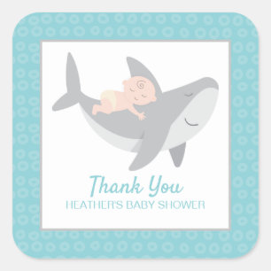 Sweet Shark Baby Shower Square Sticker