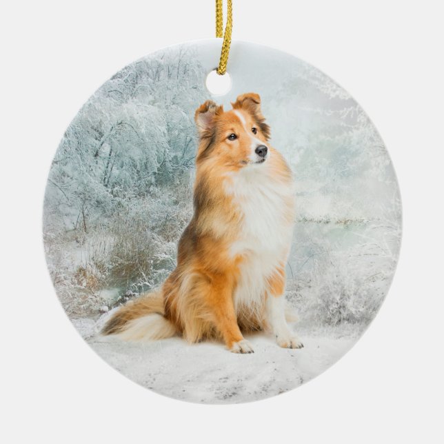 Sweet Sheltie Christmas Ornament (Front)