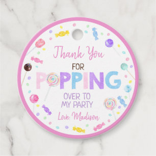 Sweet Shop Lollipop Candy Birthday Thank You Favour Tags