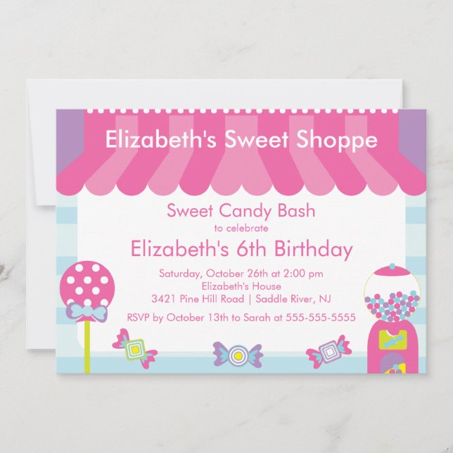 Sweet Shoppe Candy Birthday Party Invitation (Front)