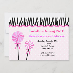 Sweet Shoppe Lollipop Birthday Party Invitations