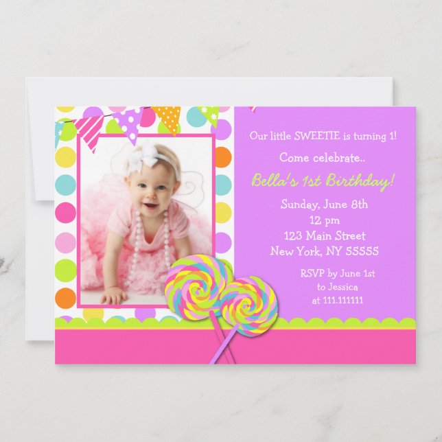 Sweet Shoppe Photo Birthday Party Invitation (Front)