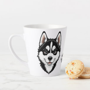 Sweet Siberian Husky Puppy Latte Mug