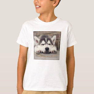 Sweet Siberian Husky Puppy Sleeping T-Shirt