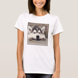 Sweet Siberian Husky Puppy Sleeping T-Shirt