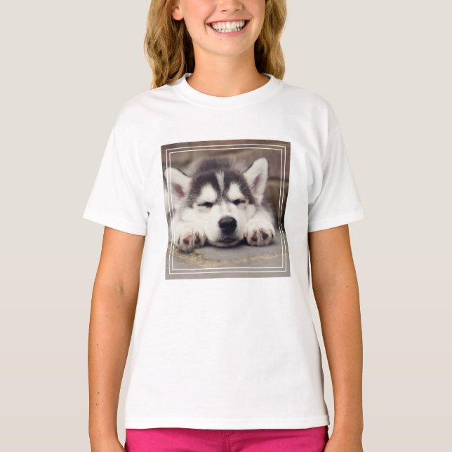 Sweet Siberian Husky Puppy Sleeping T-Shirt (Front)