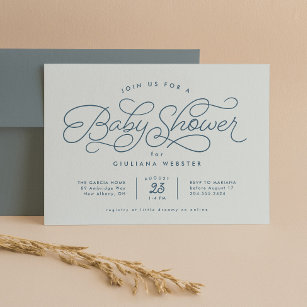 Sweet simple cute blue baby shower invitation