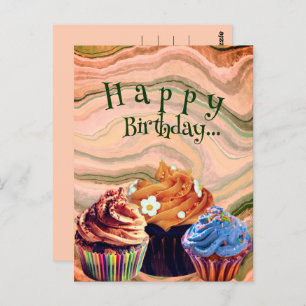 Sweet Simple Happy Birthday Cupcakes  Postcard