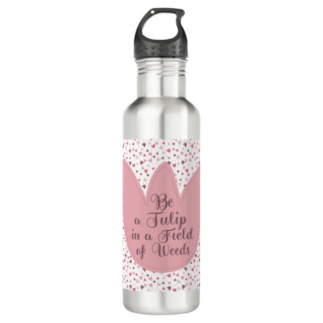 Sweet Simple Pink Tulip Pattern, all direction 710 Ml Water Bottle (Front)