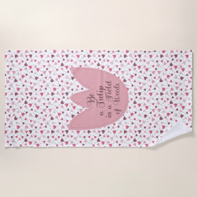 Sweet Simple Pink Tulip Pattern - All direction Beach Towel (Front)