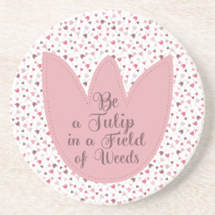 Sweet Simple Pink Tulip Pattern, all direction Coaster
