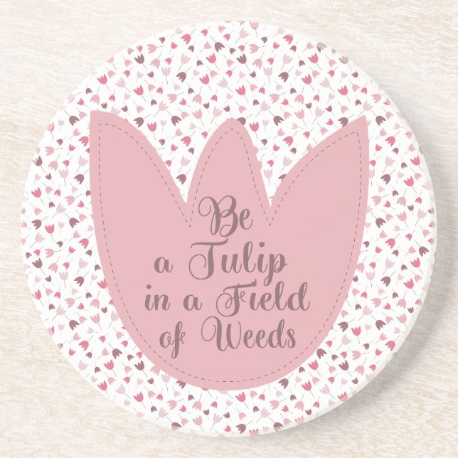 Sweet Simple Pink Tulip Pattern, all direction Coaster (Front)