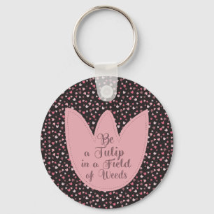 Sweet Simple Pink Tulip Pattern - All direction Key Ring
