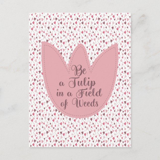 Sweet Simple Pink Tulip Pattern - All direction Postcard (Front)