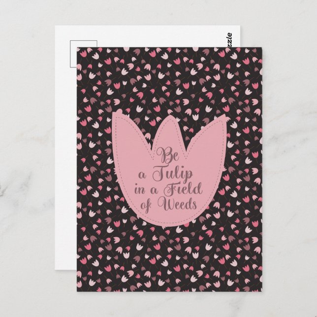 Sweet Simple Pink Tulip Pattern - All direction Postcard (Front/Back)
