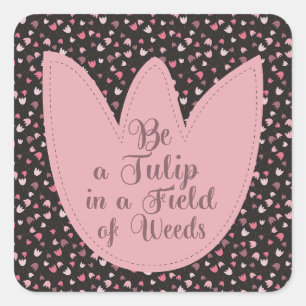 Sweet Simple Pink Tulip Pattern - All direction Square Sticker