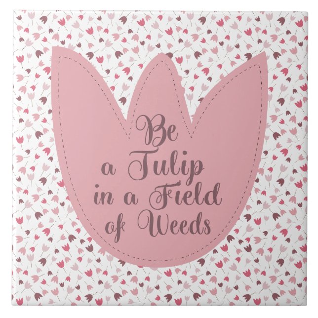 Sweet Simple Pink Tulip Pattern, all direction Tile (Front)