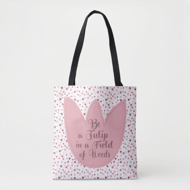 Sweet Simple Pink Tulip Pattern - All direction Tote Bag (Front)