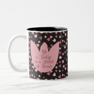 Sweet Simple Pink Tulip Pattern - All direction Two-Tone Coffee Mug