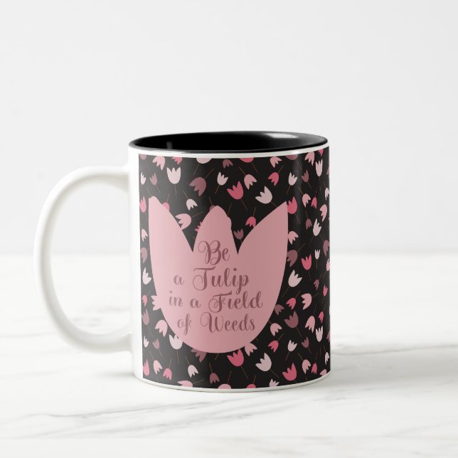 Sweet Simple Pink Tulip Pattern - All direction Two-Tone Coffee Mug (Left)