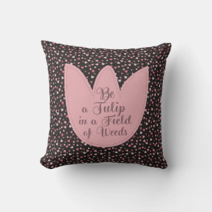 Sweet Simple Pink Tulip Pattern with dark backgrou Cushion