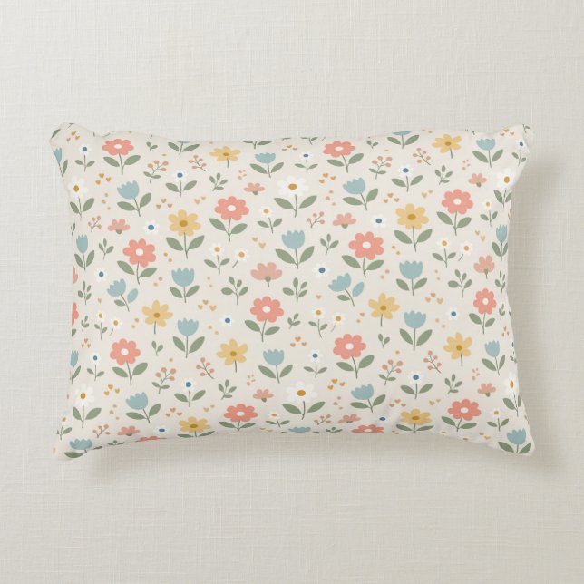 Sweet Simple Scandinavian Flowers Decorative Cushion (Front)