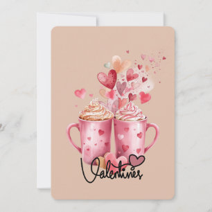 Sweet Sips & Hearts Pink Mugs Valentine’s Day Card