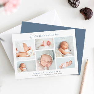 Sweet Six Photo Collage Birth Announcement