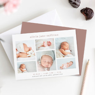 Sweet Six   Photo Collage Birth Announcement