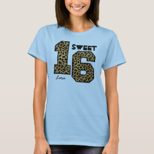 Sweet Sixteeen 16 Birthday Leopard Custom Name V0A T-Shirt