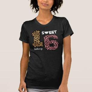 Sweet Sixteeen 16 Birthday Leopard Custom Name V0D T-Shirt