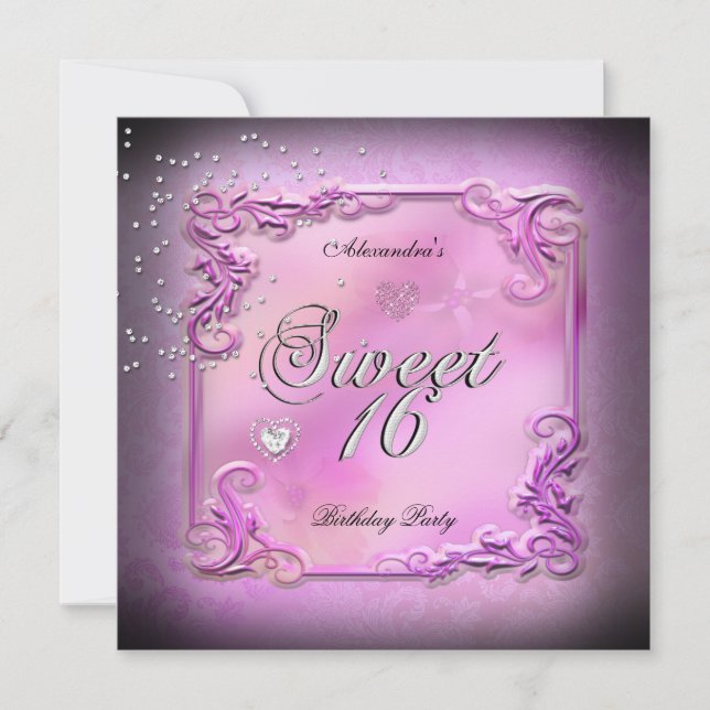 Sweet Sixteen 16 16th Party Pretty Pink Party Invitation (Front)