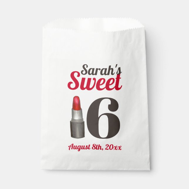 Sweet Sixteen 16 Birthday Party Red Lipstick Favour Bags (Front)